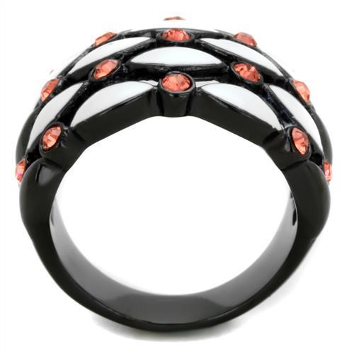 TK1832 - IP Black(Ion Plating) Stainless Steel Ring with Top Grade Crystal  in Garnet-2