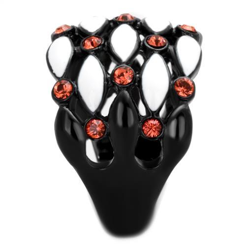 TK1832 - IP Black(Ion Plating) Stainless Steel Ring with Top Grade Crystal  in Garnet-3