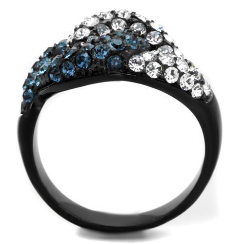 TK1833 - IP Black(Ion Plating) Stainless Steel Ring with Top Grade Crystal  in Montana-2