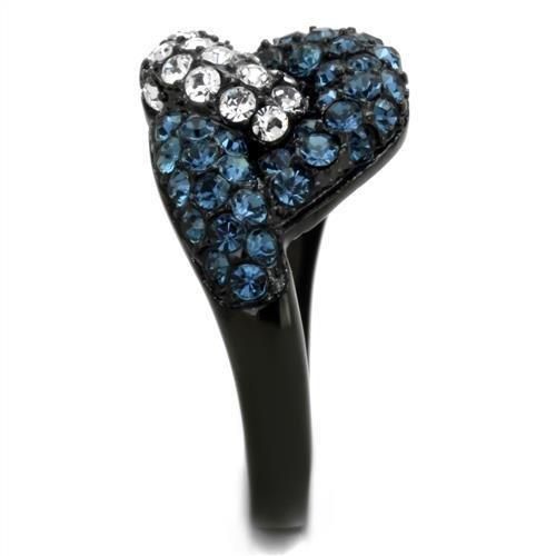 TK1833 - IP Black(Ion Plating) Stainless Steel Ring with Top Grade Crystal  in Montana-3