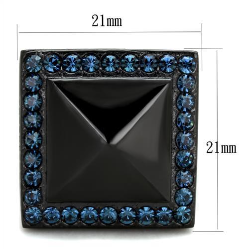TK1841 - IP Black(Ion Plating) Stainless Steel Ring with Top Grade Crystal  in Montana-1