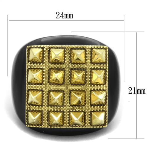 TK1842 - IP Gold+ IP Black (Ion Plating) Stainless Steel Ring with No Stone-1
