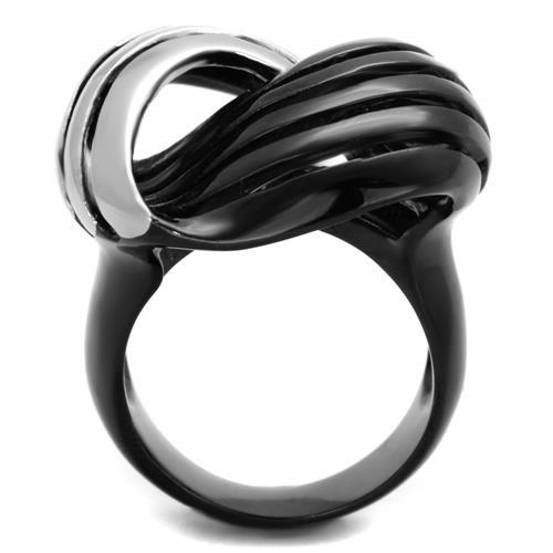 TK1843 - Two-Tone IP Black (Ion Plating) Stainless Steel Ring with No Stone-2