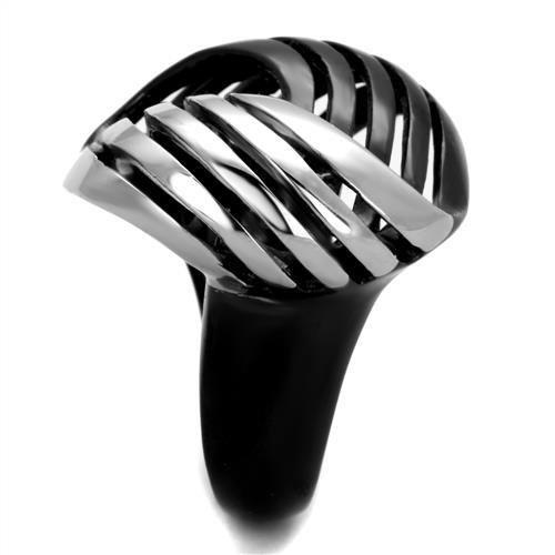 TK1843 - Two-Tone IP Black (Ion Plating) Stainless Steel Ring with No Stone-3