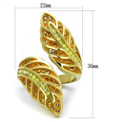TK1849 - IP Gold(Ion Plating) Stainless Steel Ring with Top Grade Crystal  in Multi Color-1