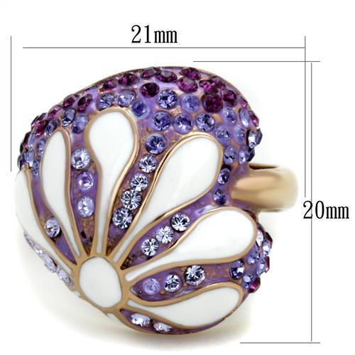 TK1850 - IP Rose Gold(Ion Plating) Stainless Steel Ring with Top Grade Crystal  in Multi Color-1
