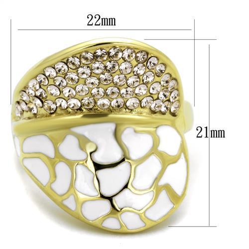 TK1851 - IP Gold(Ion Plating) Stainless Steel Ring with Top Grade Crystal  in Clear-1