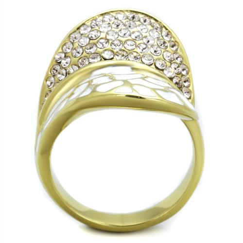 TK1851 - IP Gold(Ion Plating) Stainless Steel Ring with Top Grade Crystal  in Clear-2