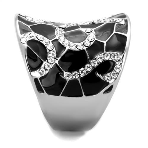 TK1853 - High polished (no plating) Stainless Steel Ring with Top Grade Crystal  in Clear-3