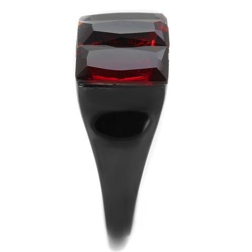 TK1854 - IP Black(Ion Plating) Stainless Steel Ring with Synthetic Synthetic Glass in Siam-3