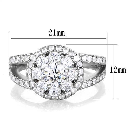 TK1855 - High polished (no plating) Stainless Steel Ring with AAA Grade CZ  in Clear-1