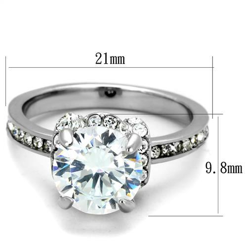 TK1859 - No Plating Stainless Steel Ring with AAA Grade CZ  in Clear-1