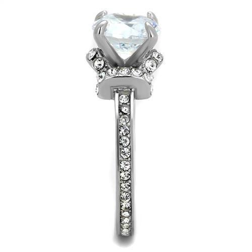 TK1859 - No Plating Stainless Steel Ring with AAA Grade CZ  in Clear-3