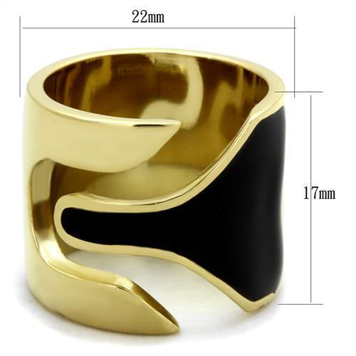 TK1860 - IP Gold(Ion Plating) Stainless Steel Ring with Epoxy  in Jet-1