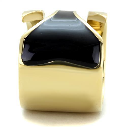 TK1860 - IP Gold(Ion Plating) Stainless Steel Ring with Epoxy  in Jet-3