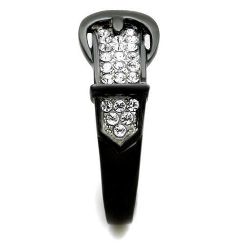 TK1868 - Two-Tone IP Black (Ion Plating) Stainless Steel Ring with Top Grade Crystal  in Clear-3