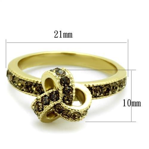TK1874 - IP Gold(Ion Plating) Stainless Steel Ring with Top Grade Crystal  in Smoked Quartz-1