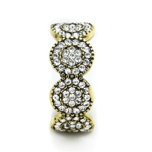 TK1875 - IP Gold(Ion Plating) Stainless Steel Ring with Top Grade Crystal  in Clear-3