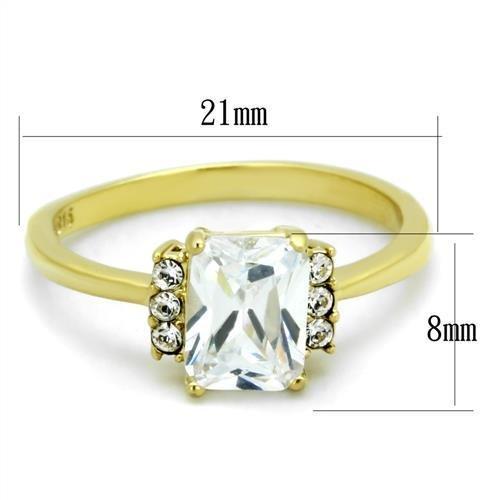 TK1876 - IP Gold(Ion Plating) Stainless Steel Ring with AAA Grade CZ  in Clear-1