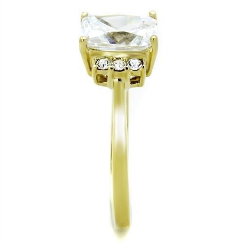 TK1876 - IP Gold(Ion Plating) Stainless Steel Ring with AAA Grade CZ  in Clear-3