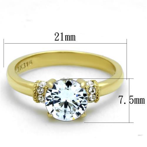 TK1877 - IP Gold(Ion Plating) Stainless Steel Ring with AAA Grade CZ  in Clear-1
