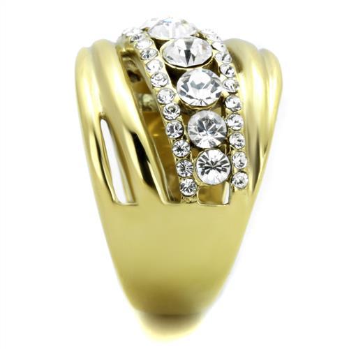 TK1880 - IP Gold(Ion Plating) Stainless Steel Ring with Top Grade Crystal  in Clear-3