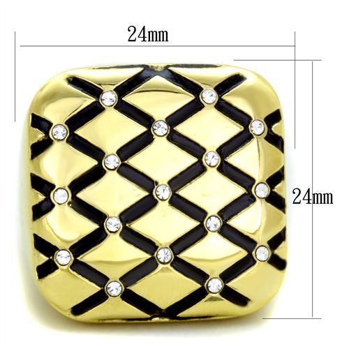 TK1886 - IP Gold(Ion Plating) Stainless Steel Ring with Top Grade Crystal  in Clear-1