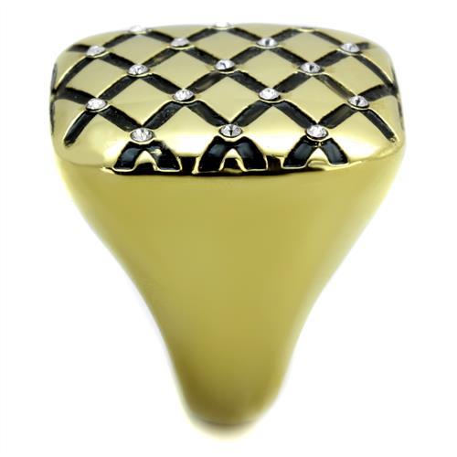 TK1886 - IP Gold(Ion Plating) Stainless Steel Ring with Top Grade Crystal  in Clear-3