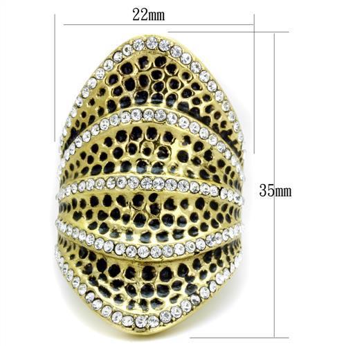 TK1887 - IP Gold(Ion Plating) Stainless Steel Ring with Top Grade Crystal  in Clear-1