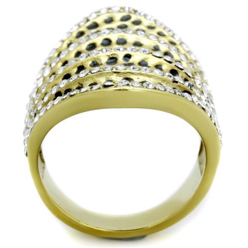 TK1887 - IP Gold(Ion Plating) Stainless Steel Ring with Top Grade Crystal  in Clear-2