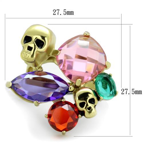 TK1888 - IP Gold(Ion Plating) Stainless Steel Ring with AAA Grade CZ  in Multi Color-1