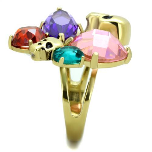 TK1888 - IP Gold(Ion Plating) Stainless Steel Ring with AAA Grade CZ  in Multi Color-3