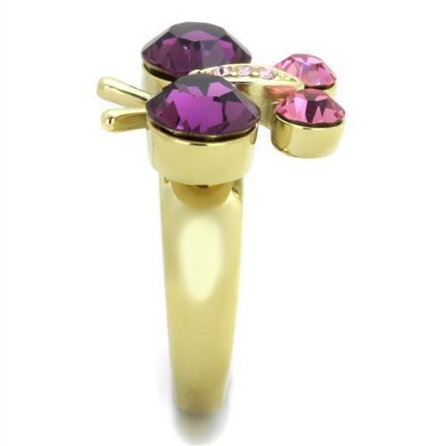 TK1889 - IP Gold(Ion Plating) Stainless Steel Ring with Top Grade Crystal  in Amethyst-3