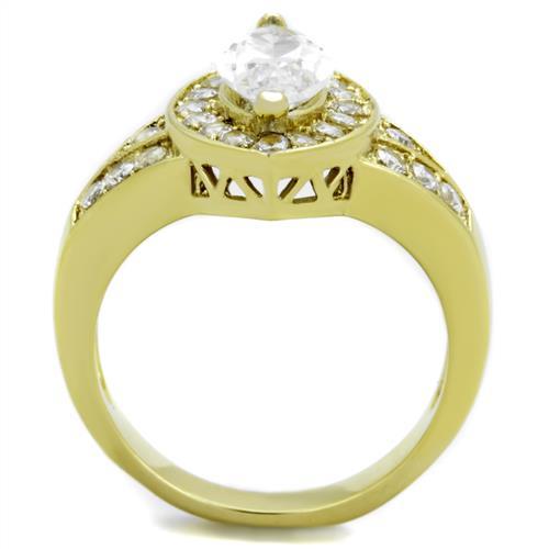 TK1896 - IP Gold(Ion Plating) Stainless Steel Ring with AAA Grade CZ  in Clear-2