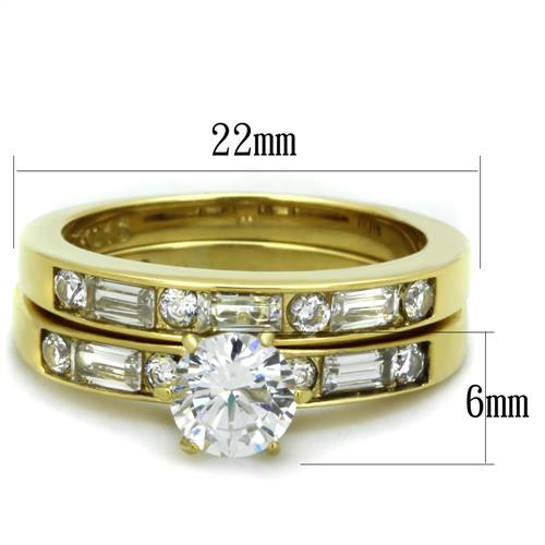 TK1897 - IP Gold(Ion Plating) Stainless Steel Ring with AAA Grade CZ  in Clear-1