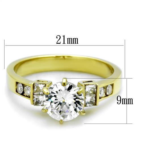 TK1898 - IP Gold(Ion Plating) Stainless Steel Ring with AAA Grade CZ  in Clear-1