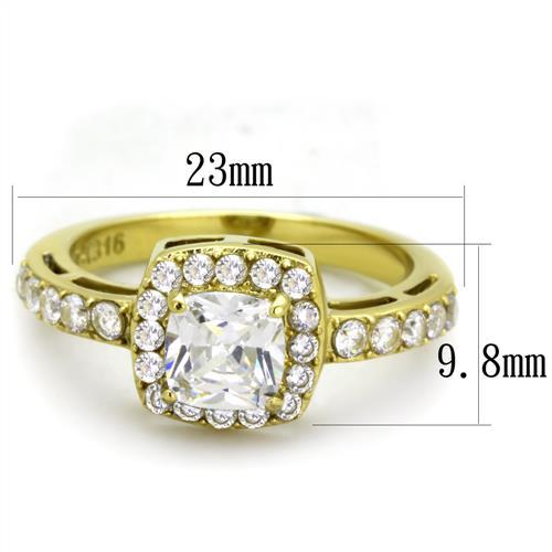 TK1899 - IP Gold(Ion Plating) Stainless Steel Ring with AAA Grade CZ  in Clear-1