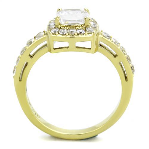 TK1899 - IP Gold(Ion Plating) Stainless Steel Ring with AAA Grade CZ  in Clear-2
