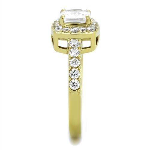 TK1899 - IP Gold(Ion Plating) Stainless Steel Ring with AAA Grade CZ  in Clear-3