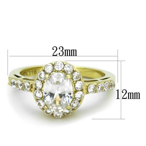 TK1901 - IP Gold(Ion Plating) Stainless Steel Ring with AAA Grade CZ  in Clear-1