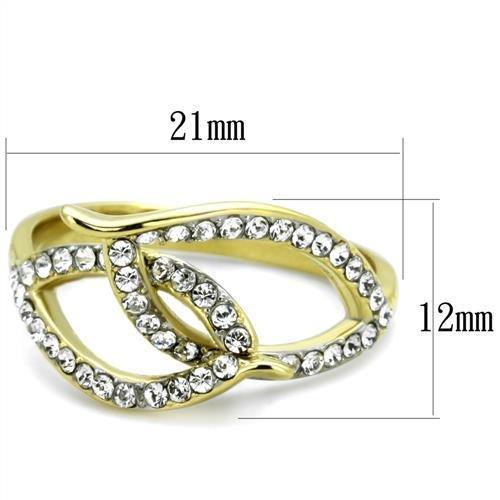 TK1907 - Two-Tone IP Gold (Ion Plating) Stainless Steel Ring with Top Grade Crystal  in Clear-1