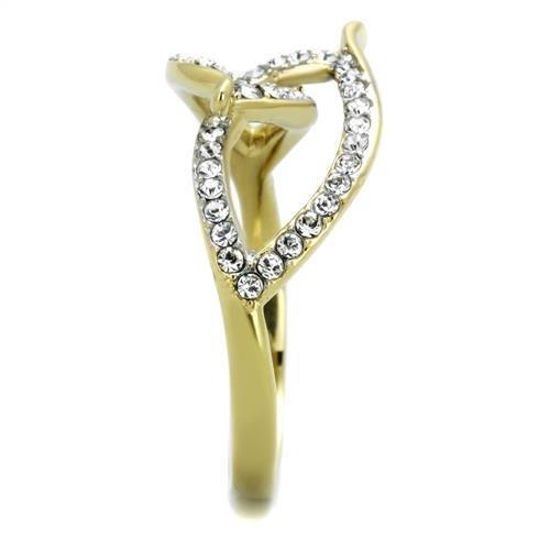 TK1907 - Two-Tone IP Gold (Ion Plating) Stainless Steel Ring with Top Grade Crystal  in Clear-3