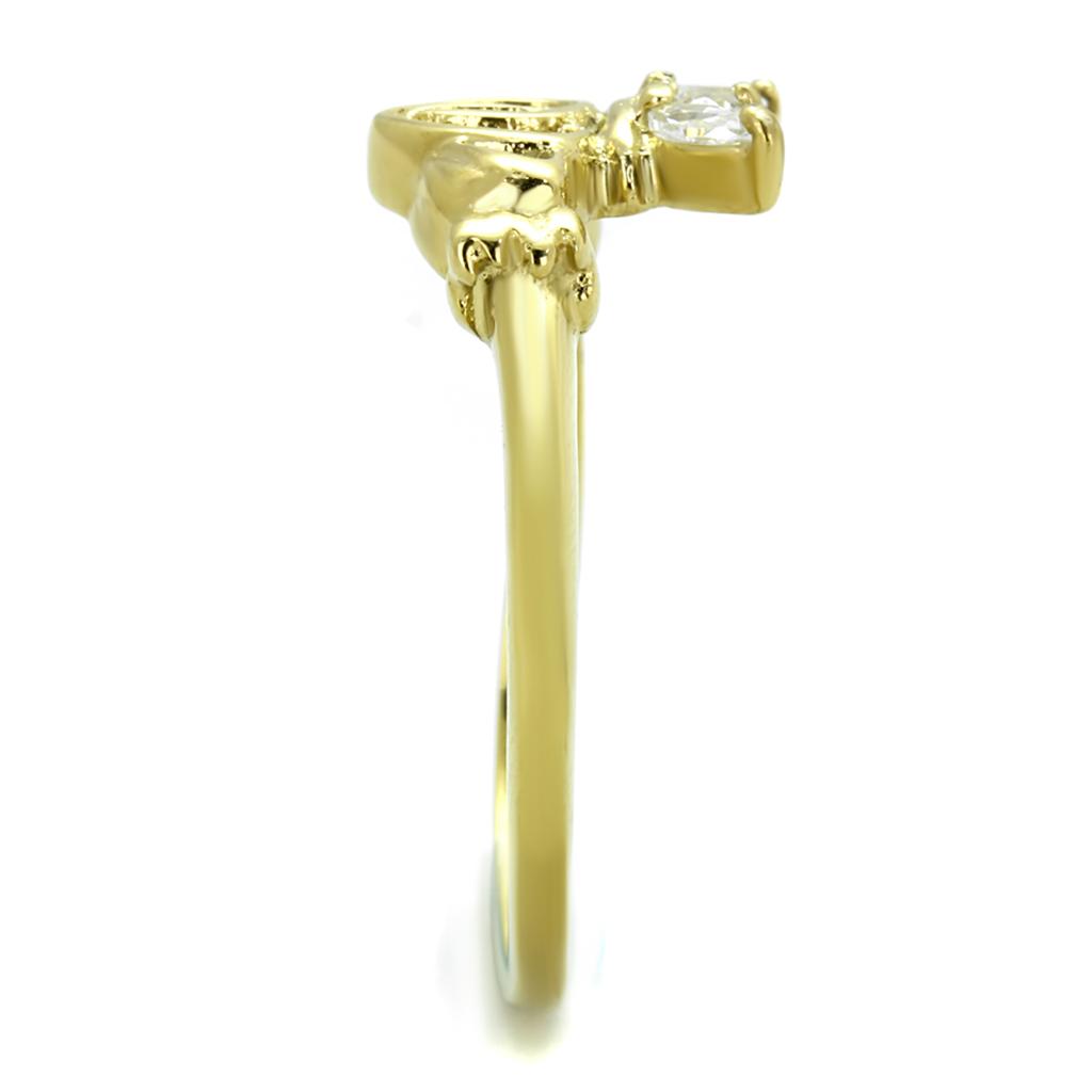 TK1926 - IP Gold(Ion Plating) Stainless Steel Ring with AAA Grade CZ  in Clear-3