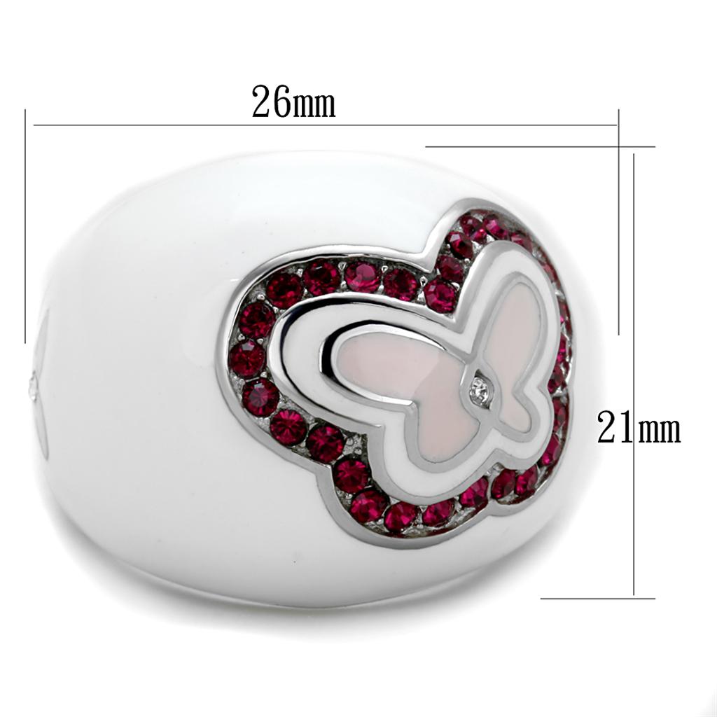 TK1927 - High polished (no plating) Stainless Steel Ring with Top Grade Crystal  in Ruby-1