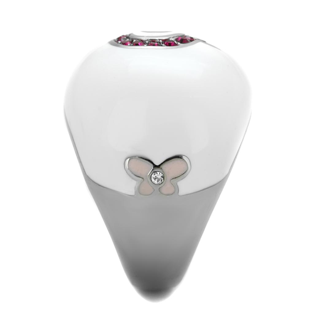 TK1927 - High polished (no plating) Stainless Steel Ring with Top Grade Crystal  in Ruby-3