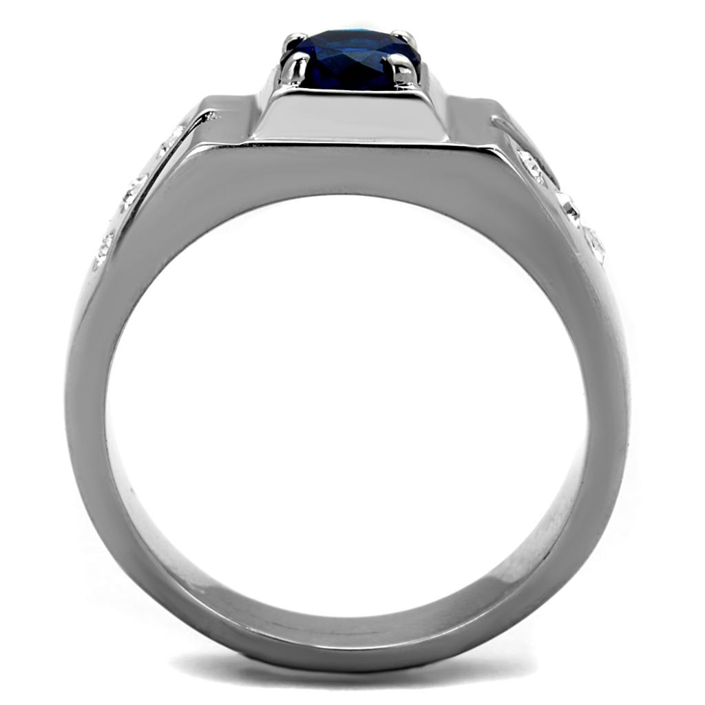 TK1929 - High polished (no plating) Stainless Steel Ring with Synthetic Synthetic Glass in Montana-2