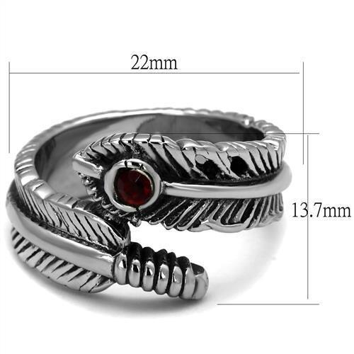 TK1967 - High polished (no plating) Stainless Steel Ring with Top Grade Crystal  in Siam-1