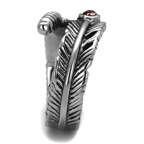 TK1967 - High polished (no plating) Stainless Steel Ring with Top Grade Crystal  in Siam-3