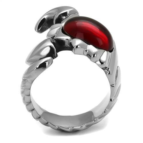 TK1969 - High polished (no plating) Stainless Steel Ring with Synthetic Synthetic Glass in Siam-2