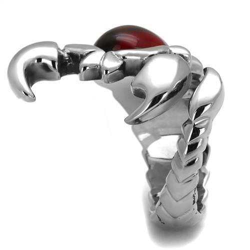 TK1969 - High polished (no plating) Stainless Steel Ring with Synthetic Synthetic Glass in Siam-3
